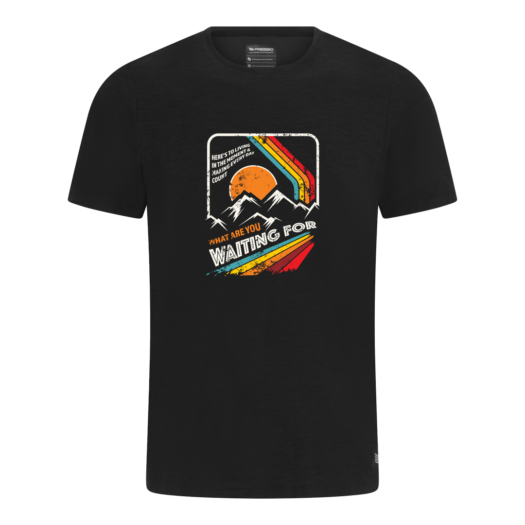 Mens "What Are You Waiting For" Ultra Soft Performance Tee Black