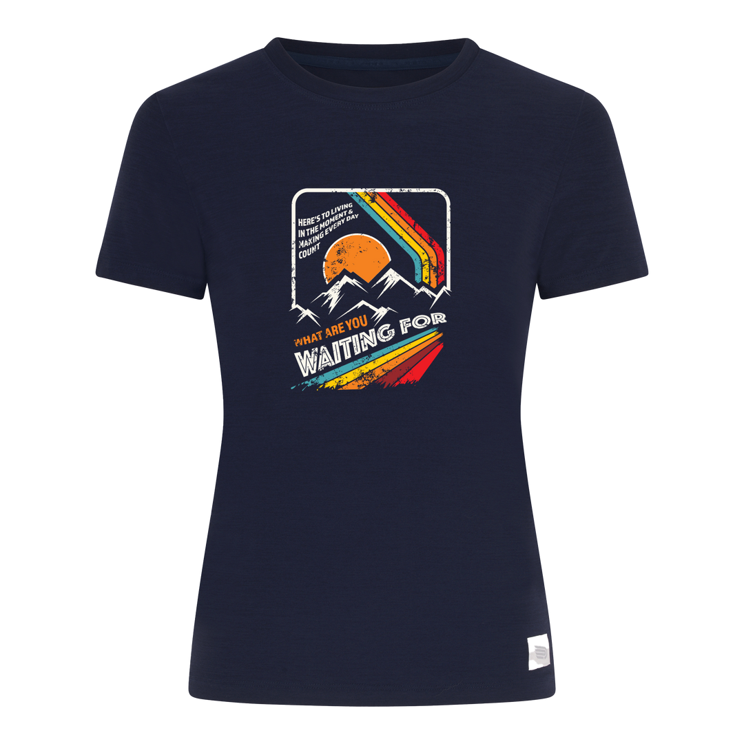 Women's "What Are You Waiting For" Ultra Soft Performance Tee Navy